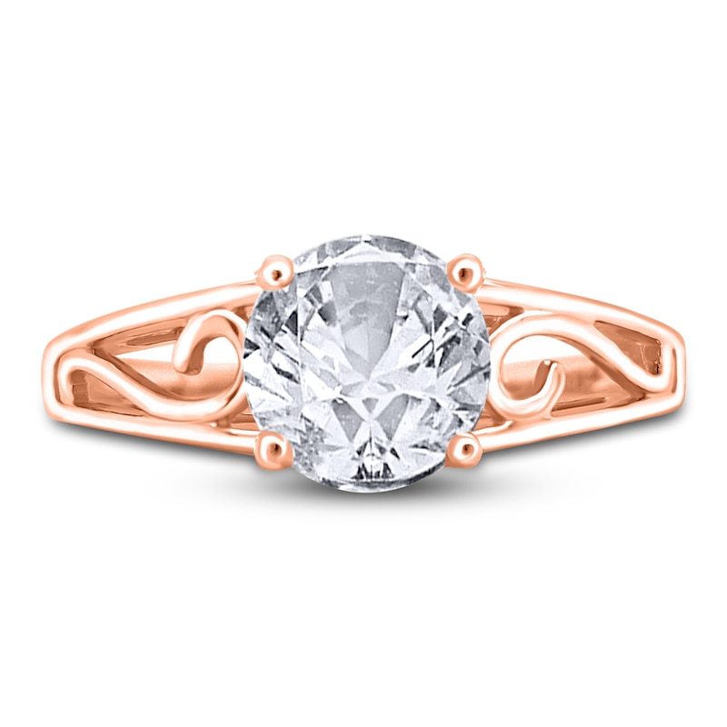 Main Image 3 of Diamond Solitaire Scroll Engagement Ring 3/4 ct tw Round 14K Rose Gold (I2/I)