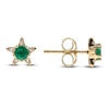 Thumbnail Image 1 of Natural Emerald Star Stud Earrings 1/20 ct tw Diamonds 14K Yellow Gold