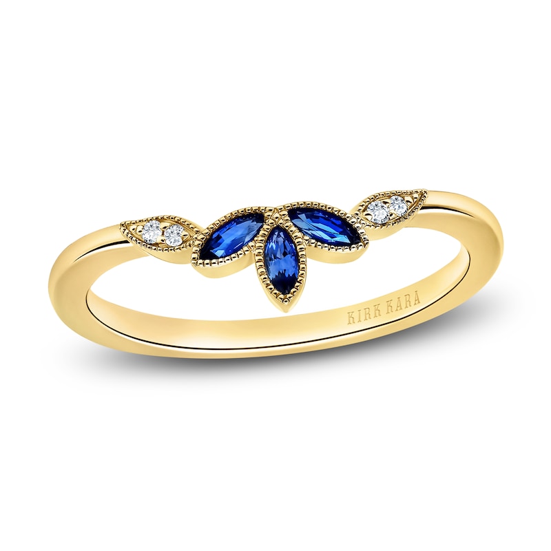 Main Image 1 of Kirk Kara Natural Blue Sapphire Anniversary Band Diamond Accents 18K Yellow Gold