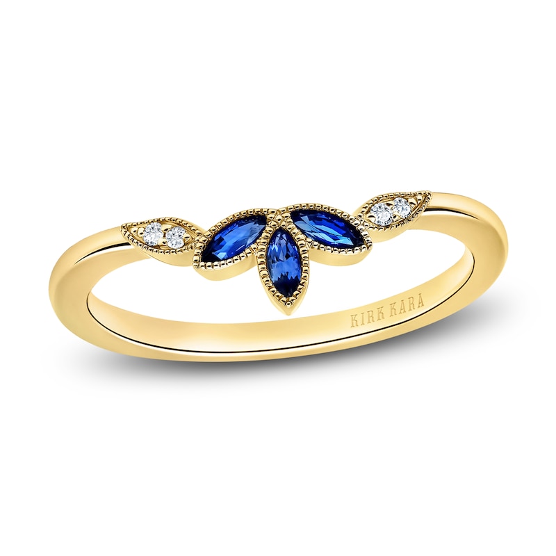 Kirk Kara Natural Blue Sapphire Anniversary Band Diamond Accents 18K Yellow Gold