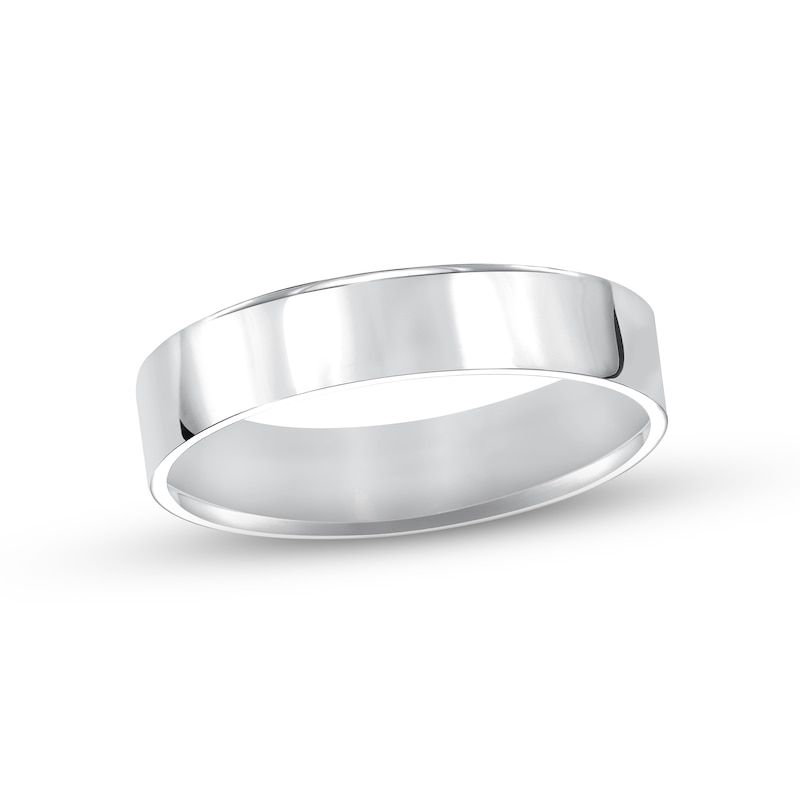 Main Image 1 of Polished Flat Wedding Band 14K White Gold 5.0mm