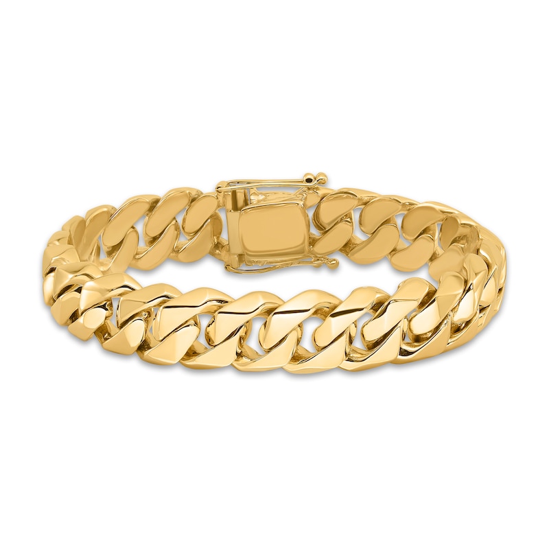Men's Solid Link Chain Bracelet 14K Yellow Gold 14.0mm 8"