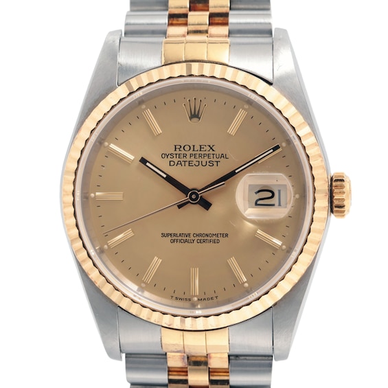 Previously Owned Mens Rolex Datejust 36 18K Yellow Gold  Stainless Steel Watch 60424149422 Model 16233
