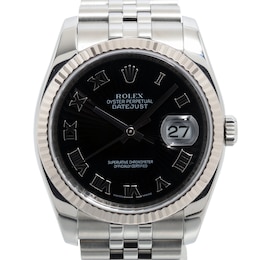 Previously Owned Men's Rolex Datejust 36 18K White Gold & Stainless Steel Watch 60424151221 (Model: 116234)