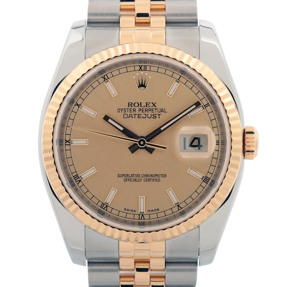 Previously Owned Mens Rolex Datejust 36 18K Yellow Gold  Stainless Steel Watch 60424151199 Model 116233
