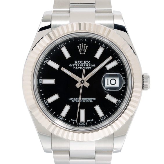Previously Owned Mens Rolex Datejust 41 18K White Gold  Stainless Steel Watch 82324084460 Model 116334