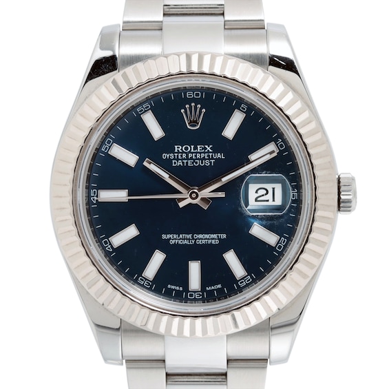 Previously Owned Mens Rolex Datejust 41 18K White Gold  Stainless Steel Watch 82324084459 Model 116334