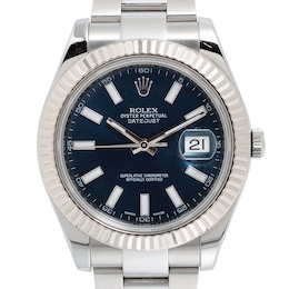 Previously Owned Men's Rolex Datejust 41 18K White Gold & Stainless Steel Watch 82824129983 (Model: 116334)