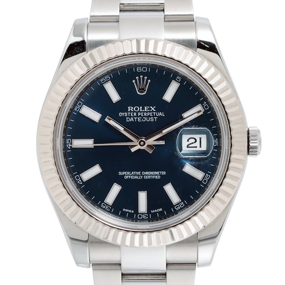Previously Owned Mens Rolex Datejust 41 18K White Gold  Stainless Steel Watch 82824129983 Model 116334