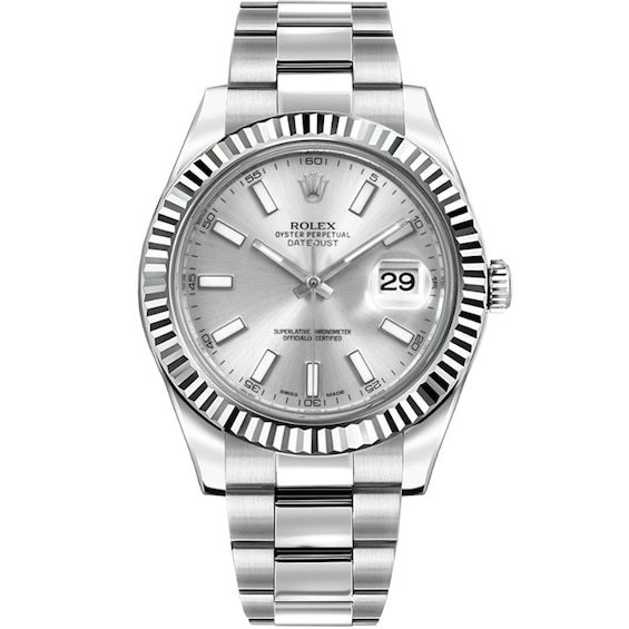 Previously Owned Mens Rolex Datejust 36 18K White Gold  Stainless Steel Watch 81424030377 Model 116334
