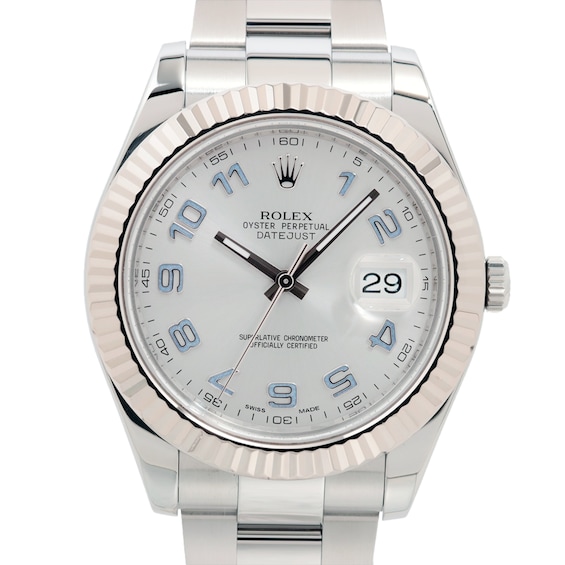 Previously Owned Mens Rolex Datejust 41 18K White Gold  Stainless Steel Watch 82824129982 Model 116334