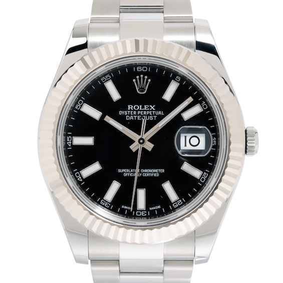 Previously Owned Mens Rolex Datejust 41 18K White Gold  Stainless Steel Watch 91024201384 Model 116334