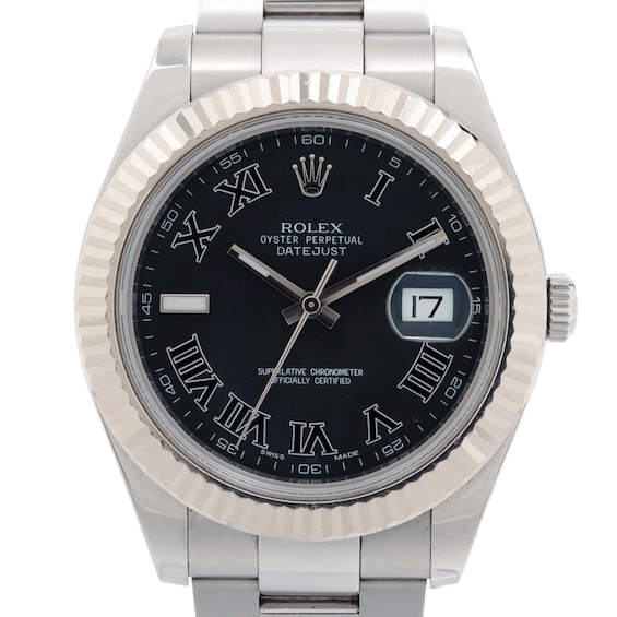 Previously Owned Mens Rolex Datejust 41 18K White Gold  Stainless Steel Watch 91024191522 Model 116234