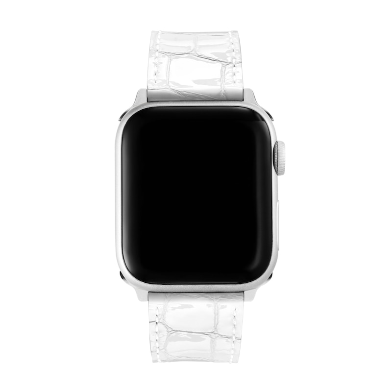 Main Image 2 of MICHELE White Leather Apple Watch Strap MS20SL0001