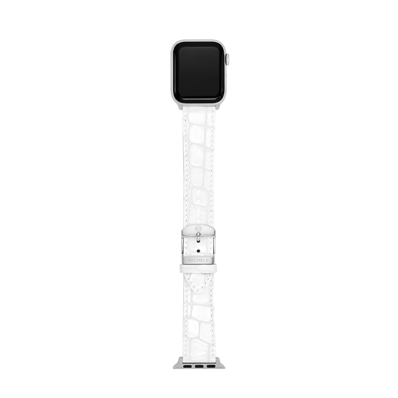Main Image 4 of MICHELE White Leather Apple Watch Strap MS20SL0001