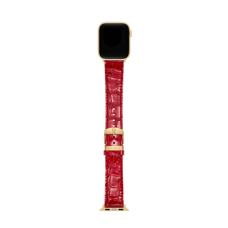 Main Image 4 of MICHELE Ruby Red Leather Apple Watch Strap MS20SL0003