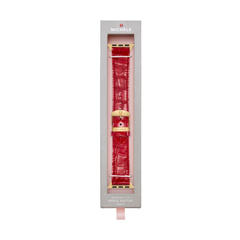 Main Image 5 of MICHELE Ruby Red Leather Apple Watch Strap MS20SL0003