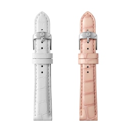 MICHELE White & Pink Leather Watch Strap Set MS18S05SET
