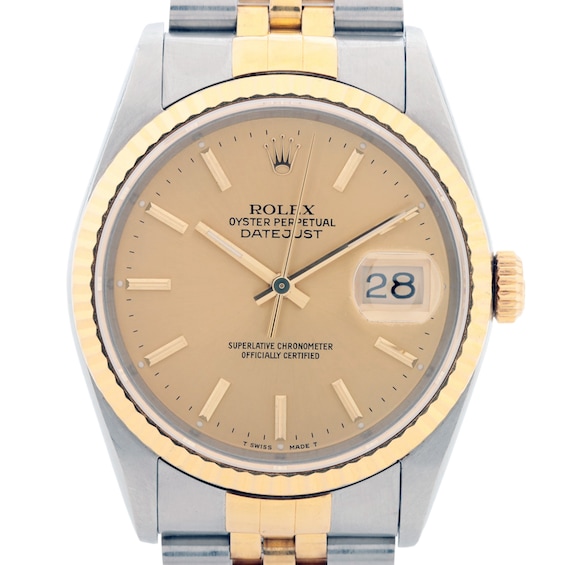 Previously Owned Mens Rolex Datejust 36 18K Yellow Gold  Stainless Steel Watch 20624211548 Model 16233