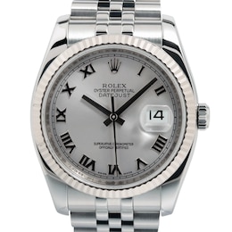 Previously Owned Men's Rolex Datejust 36 18K White Gold & Stainless Steel Watch 42924692632 (Model: 116234)
