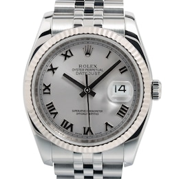 Previously Owned Men's Rolex Datejust 36 18K White Gold & Stainless Steel Watch M8QKNIU2 (Model: 116234)