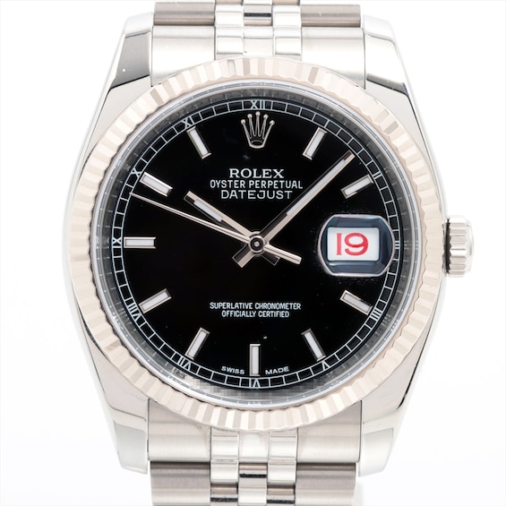 Previously Owned Mens Rolex Datejust 36 18K White Gold  Stainless Steel Watch Dcr93Iqj Model 116234