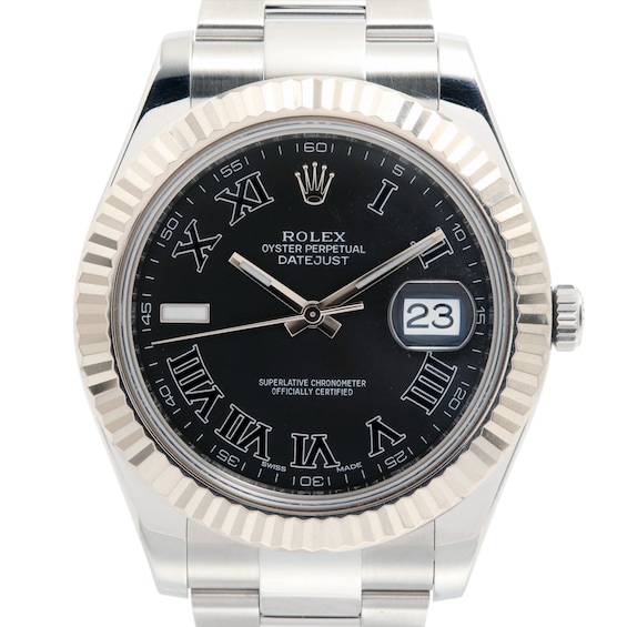 Previously Owned Mens Rolex Datejust 41 18K White Gold  Stainless Steel Watch 3Smbl9M3 Model 116234