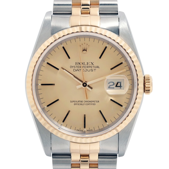 Previously Owned Mens Rolex Datejust 36 18K Yellow Gold  Stainless Steel Watch 6Pelx9K1 Model 16233