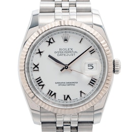 Previously Owned Men's Rolex Datejust 36 18K White Gold & Stainless Steel Watch JWLN0ROY (Model: 116234)