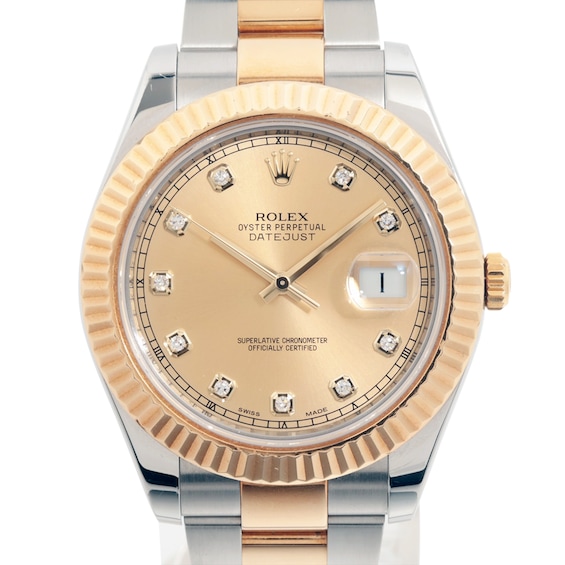 Previously Owned Mens Rolex Datejust 41 Diamond 18K Yellow Gold  Stainless Steel Watch Juwo2Rpw Model 16233
