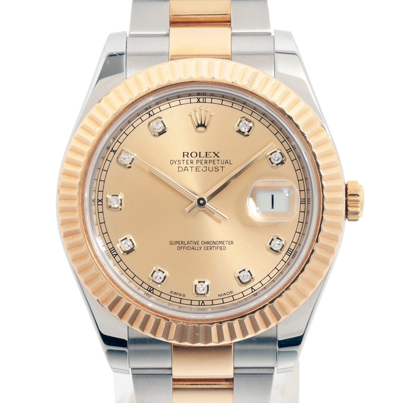 Main Image 1 of Previously Owned Men's Rolex Datejust 41 Diamond 18K Yellow Gold & Stainless Steel Watch JUWO2RPW (Model: 16233)