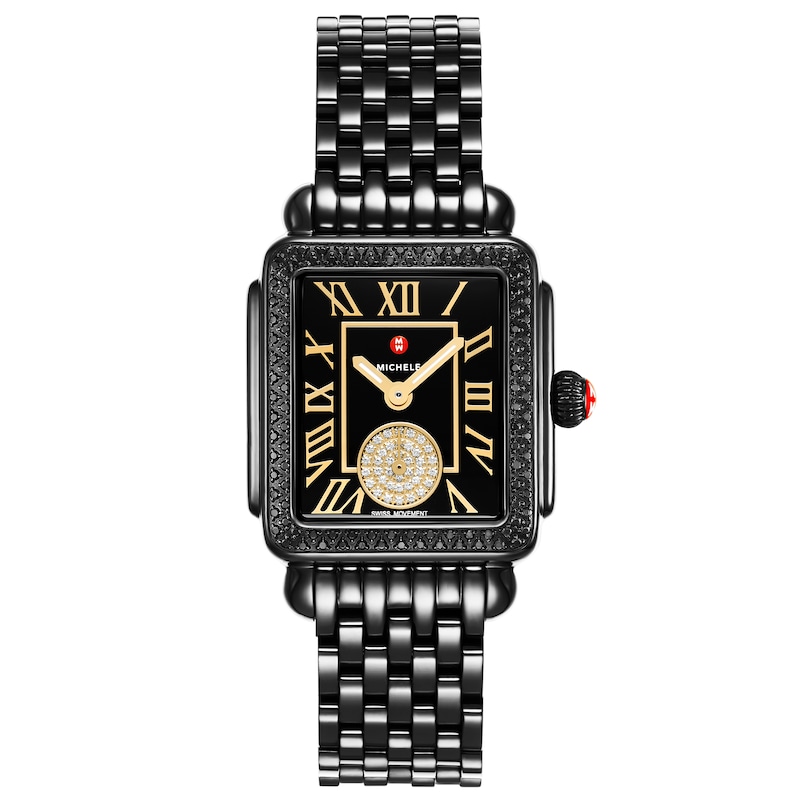 Main Image 1 of MICHELE Deco Madison Mid Diamond Noir Women's Watch MWW06G000051