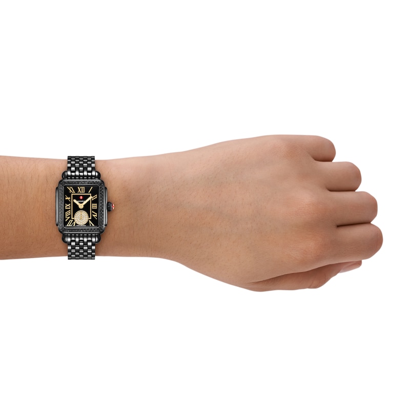 Main Image 4 of MICHELE Deco Madison Mid Diamond Noir Women's Watch MWW06G000051