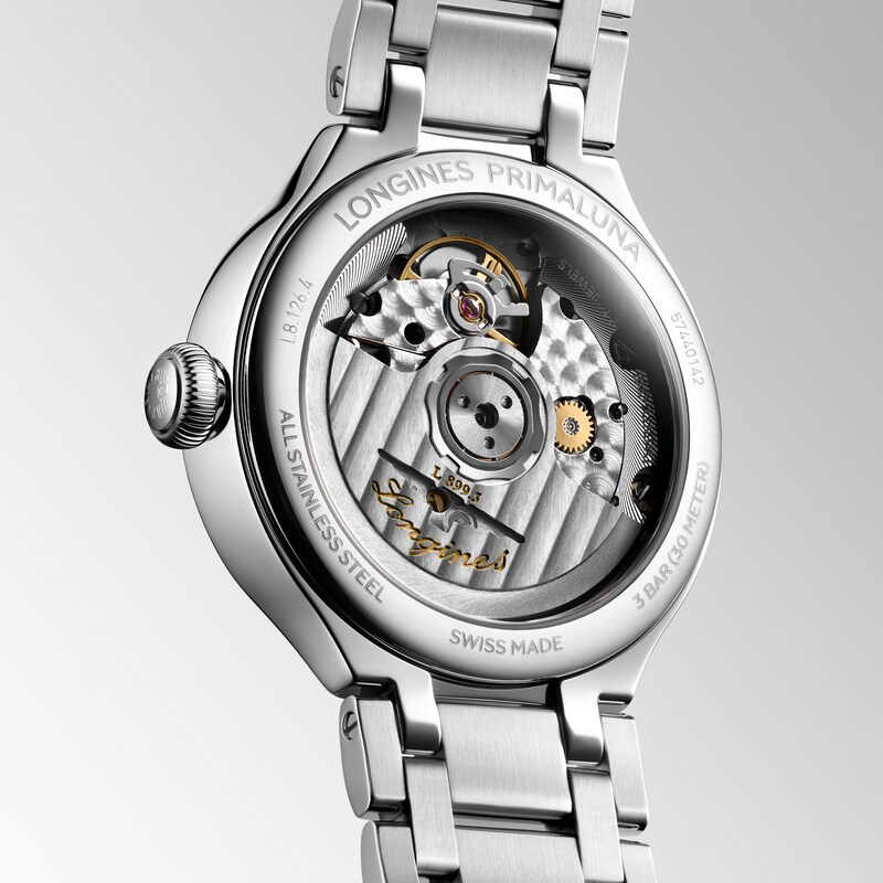 Main Image 3 of Longines PrimaLuna Moonphase Mother-of-Pearl & Diamond Automatic 1/20 ct tw Women's Watch L81264976