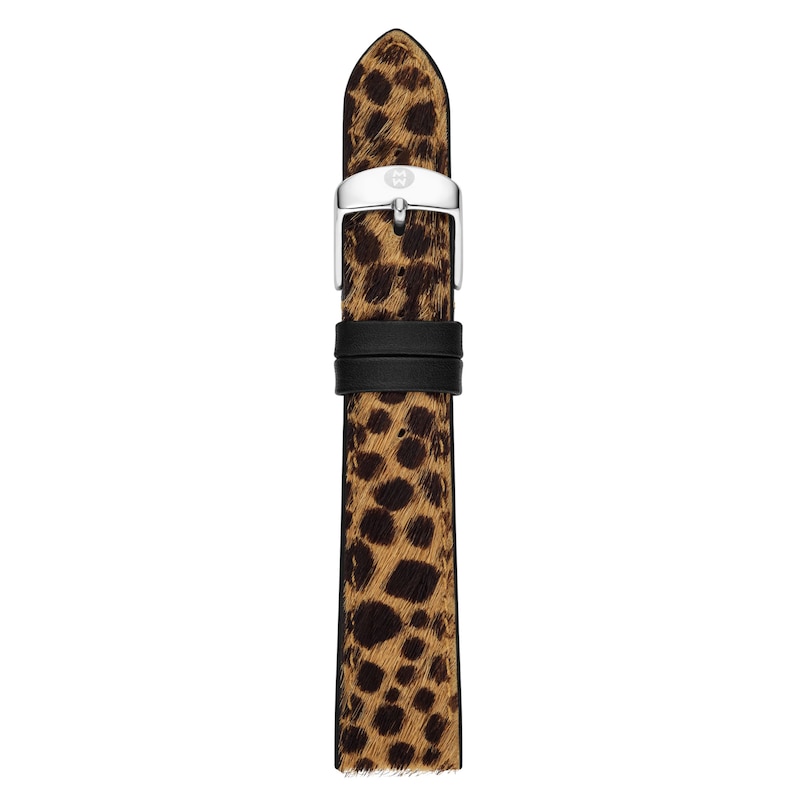 Main Image 1 of MICHELE 18mm Women's Leopard Print Leather Watch Strap MS18AA60234