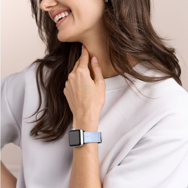 Main Image 2 of &nbsp;MICHELE Pastel Blue Croc-Pattern Leather Band for Apple Watch MS20SL0005