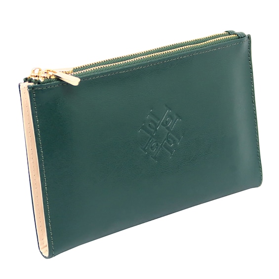 WOLF Palermo Medium Green Zip Pouch with Inserts