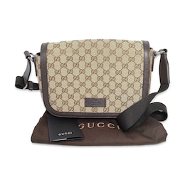 Previously Owned Gucci Monogram Flap Messenger Canvas Shoulder Bag D58GWRVW