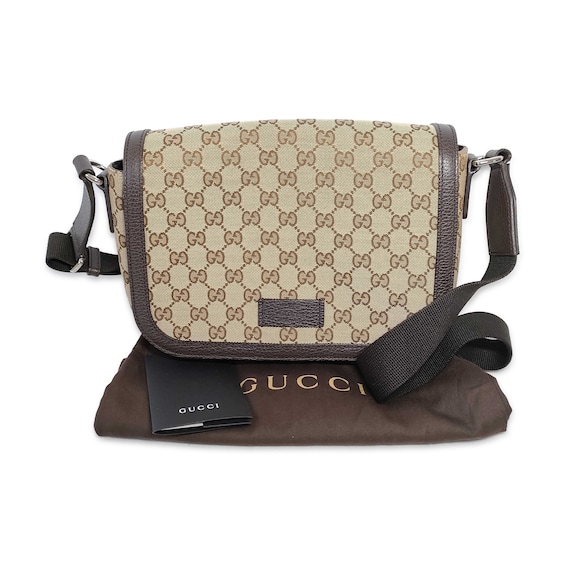Previously Owned Gucci Monogram Flap Messenger Canvas Shoulder Bag D58GWRVW