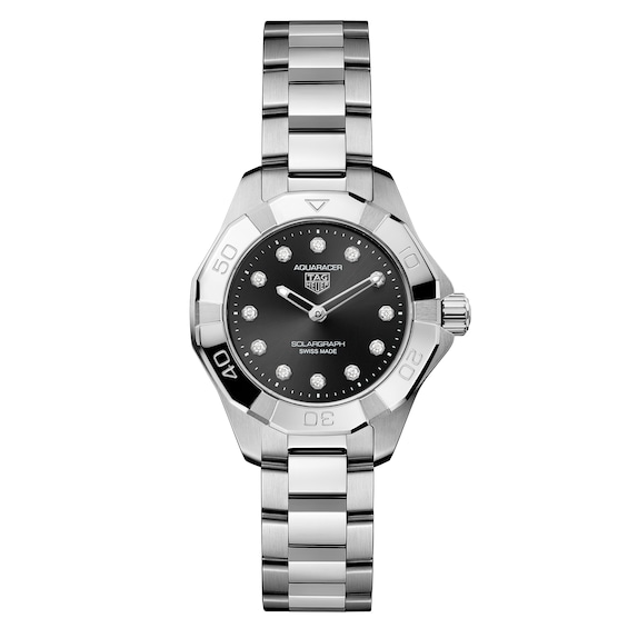 TAG Heuer Aquaracer Professional 100 Solargraph Diamond 28mm Women's Watch 1/15 ct tw WBP141G.BA0049
