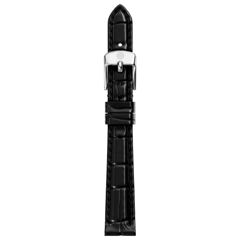 Main Image 1 of MICHELE 12mm Women's Black Croc-Embossed Leather Watch Strap MS12AA060002