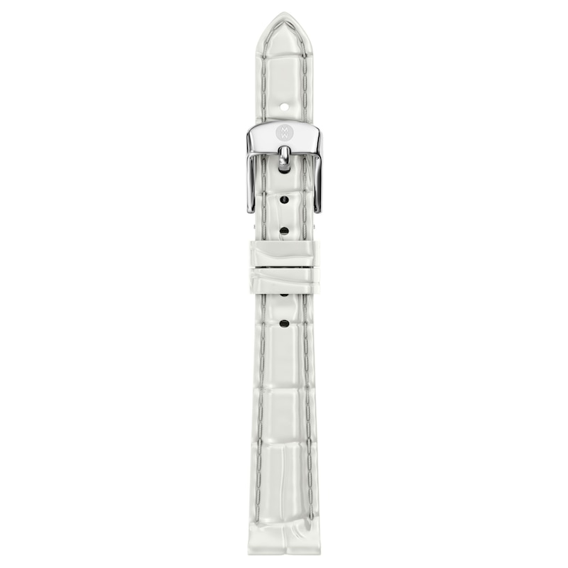 Main Image 1 of MICHELE 12mm Women's White Croc-Embossed Leather Watch Strap MS12AA060131