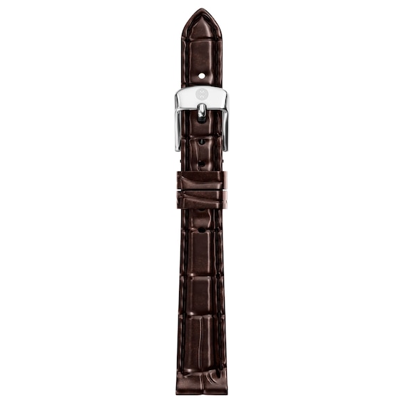 MICHELE 12mm Women's Brown Croc-Embossed Leather Watch Strap MS12AA060208