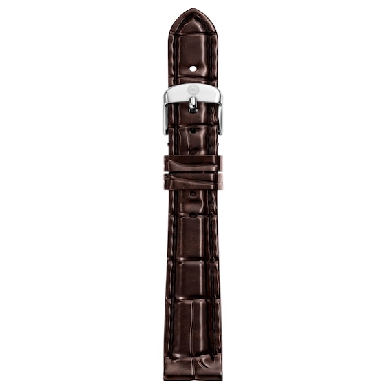 MICHELE 14mm Women's Brown Croc-Embossed Leather Watch Strap MS14AA060208