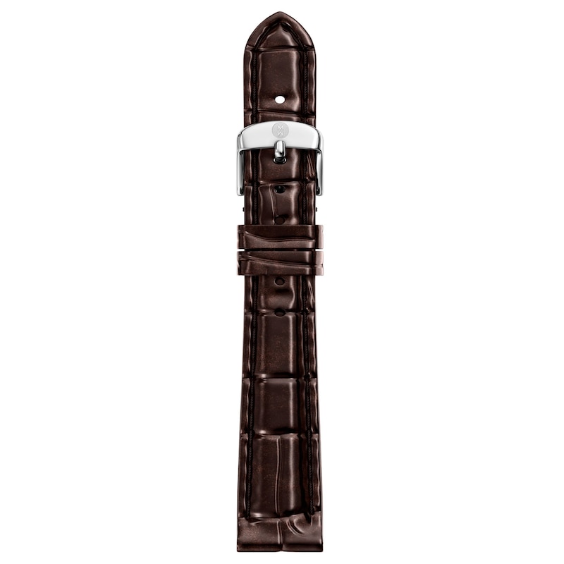 Main Image 1 of MICHELE 14mm Women's Brown Croc-Embossed Leather Watch Strap MS14AA060208
