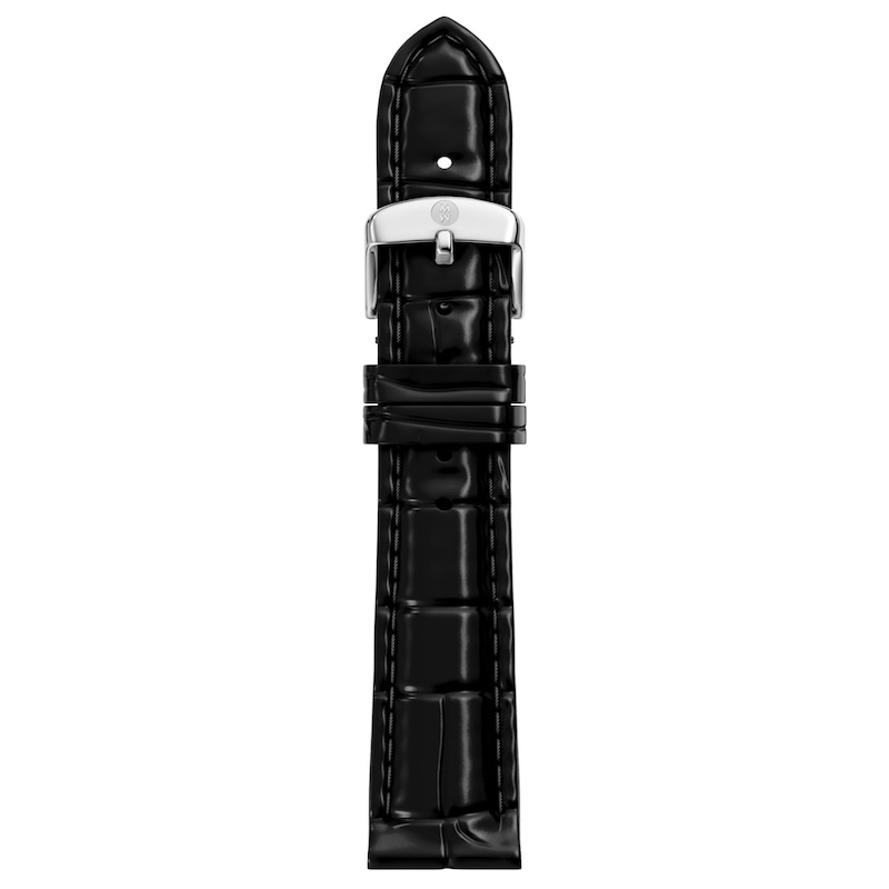 Main Image 1 of MICHELE 16mm Women's Black Croc-Embossed Leather Watch Strap MS16AA060002