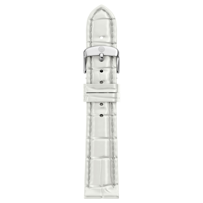 Main Image 1 of MICHELE 16mm Women's White Croc-Embossed Leather Watch Strap MS16AA060131