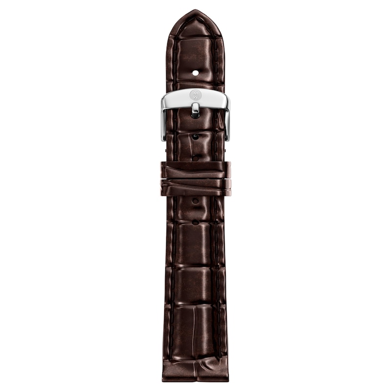Main Image 1 of MICHELE 16mm Women's Brown Croc-Embossed Leather Watch Strap MS16AA060208