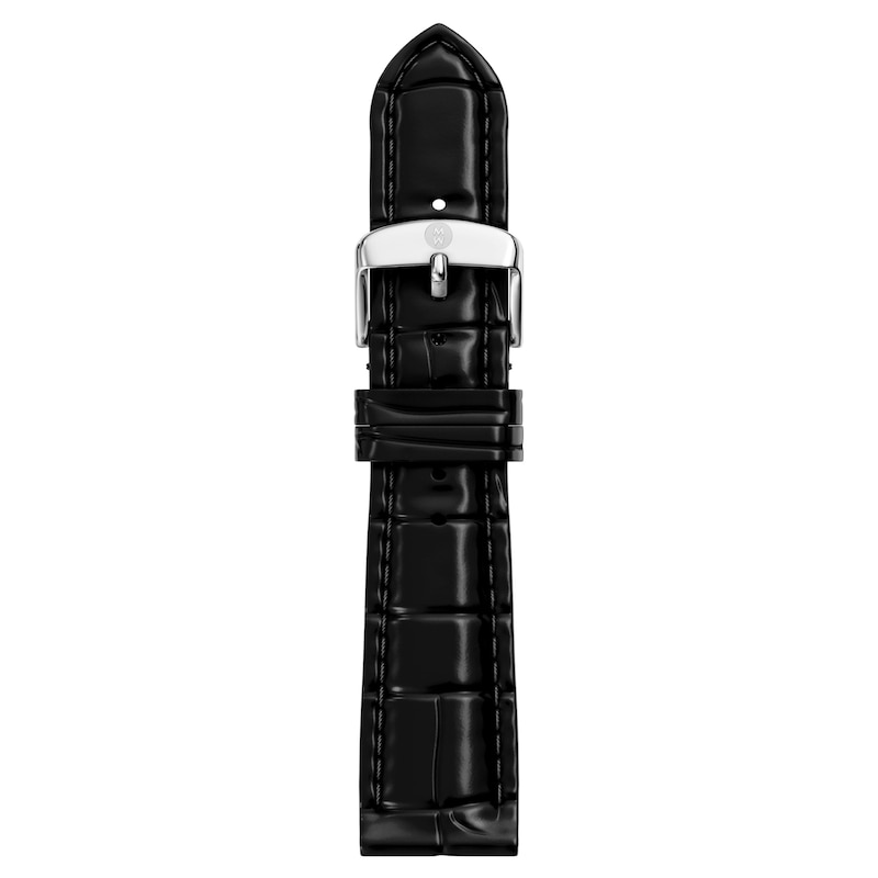 Main Image 1 of MICHELE 18mm Women's Black Croc-Embossed Leather Watch Strap MS18AA060002