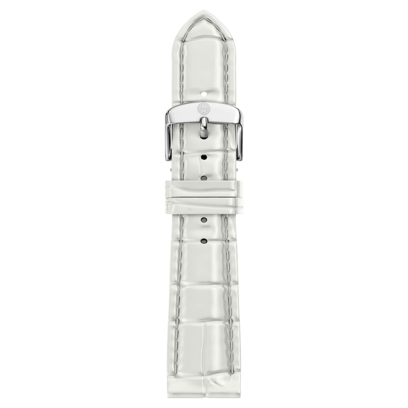 Main Image 1 of MICHELE 18mm Women's White Croc-Embossed Leather Watch Strap MS18AA060131